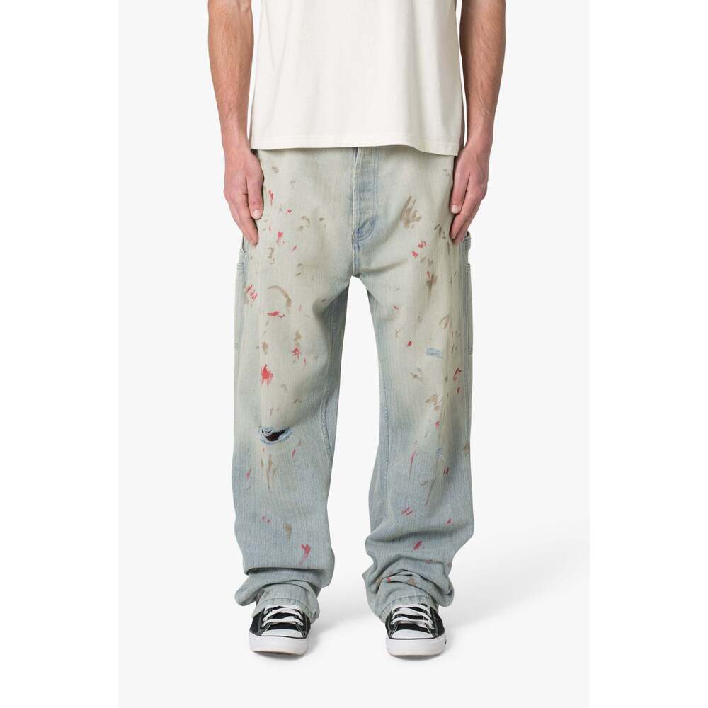mnml Ultra Baggy Painted Work Denim - Vintage Blue Size 30Vintage Blue / 30